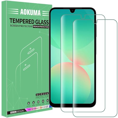 AOKUMA Protector de Pantalla para Samsung Galaxy A26 5G, [2 Unidades] Cristal Templado para Samsung Galaxy A26 Fácil Instalación, Vidrio templado 9H,Sin Burbujas, Alta Definicion,Anti Arañazos