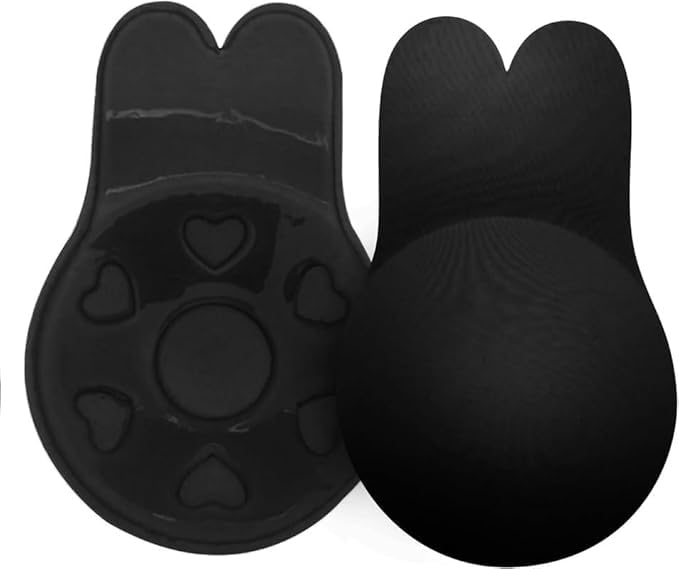 Women's Wire Free Stick-On Bra Padded,Silicone Bra,Nipple Pad, Silicone Nipple Cover Pasties(Free-Size) (Black) - Pack of 1-image-17