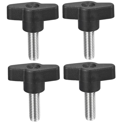 Lot de 4 vis moletées M8 x 25 mm en acier avec poignée en plastique pour serrer à la main les boutons de fixation