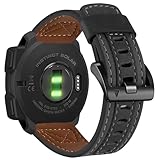 GARTOO レザーバンド Instinct/Instinct 2 Solar/Instinct3 45mm 時計バンド、トップ本革時計ストラップリストバンド 男女兼用 ブラック