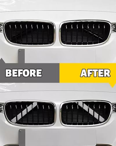 Image of F30 Front Grille Trim, M-Sport V Brace Grille Inserts Stripes Trim Compatible with BMW 3 Series 4 Series F30 F32 320 328i 330 335 428 435 Front Grille Inserts 2pcs (white)