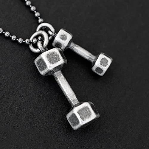 Handmade Pendant Necklace Sterling silver pendant dumbbells chain necklace for men pendants for men dumbbell chain Weight lifter jewelry body builder3