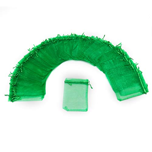 Image of Dealglad 50pcs Drawstring Organza Jewelry Candy Pouch Christmas Wedding Party Favor Gift Bags (3.5x4.5 inch, Green)
