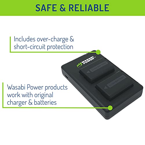 Wasabi Power Np-Fw50 Battery (2-Pack) & Micro Usb Dual Charger For Sony Zv-E10, Alpha A5100, A6000, A6300, A6400, A6500, Alpha A7, A7 Ii, A7R, A7R Ii, A7S, A7S Ii, Dsc-Rx10 Iii, Rx10 Iv & More #TOP3