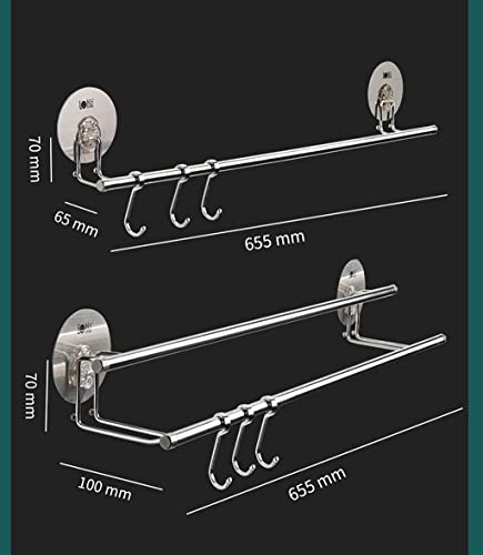 Soporte para toallero multifuncional de pared con barra doble B 60cm 7