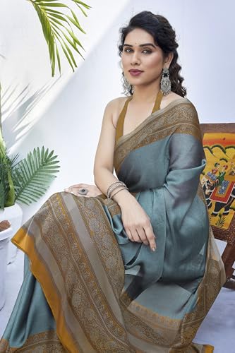 Image of MIRCHI FASHION Women Saree Ethnic Motif Print Chiffon | Breathable Lightweight Plain Weave Sari for Office and Daily Use (Available in 20 Designs)