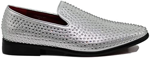 Image of SPK26 Men's Vintage Velvet Rhinestone Designer Dress Loafers Slip On Shoes Classic Tuxedo Dress Shoes