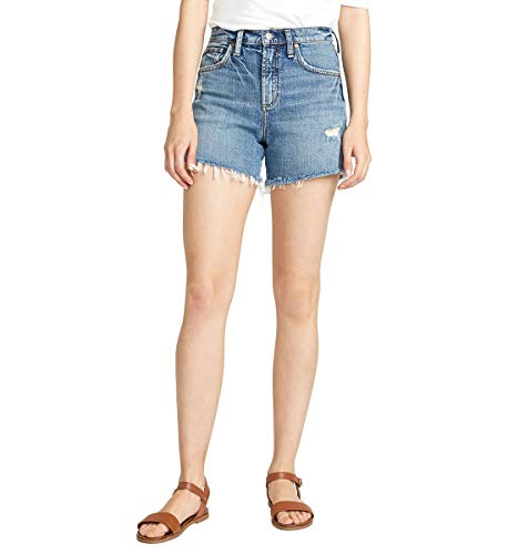 Silver Jeans Co. Women's Frisco High Rise Short, Distressed Vintage Wash, 27W