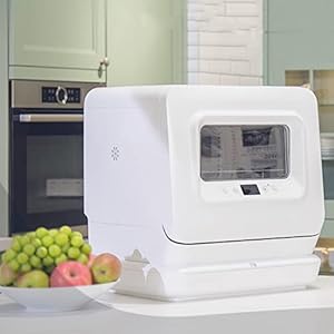 Tafelvaatwasser, minivaatwasser met watertank, compacte tafelvaatwasser, 5 programma’s, ingebouwde 5,7L watertank…