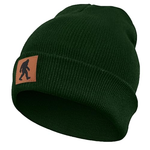Image of Bigfoot Beanie for Men - Sasquatch Hat Winter Knit Cuffed Beanie for Women - Bigfoot Gifts for Christmas & New Year