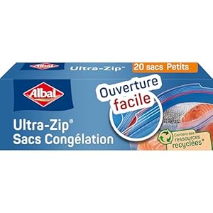 Albal - 20 Sacs Congélation Ultra Zip - Petit Modèle 1L - Fermeture Zip - Résistant - Contient des ressources recyclées