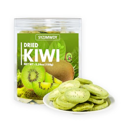 Dried Kiwi Fruit Slices, Sweet & Tart Dried Kiwis Fruit, 5.29 Ounces Gluten-Free Dehydrated Kiwi Slices, for Yogurt Smoothie Bowls Trail Mix & Cocktail Garnish.