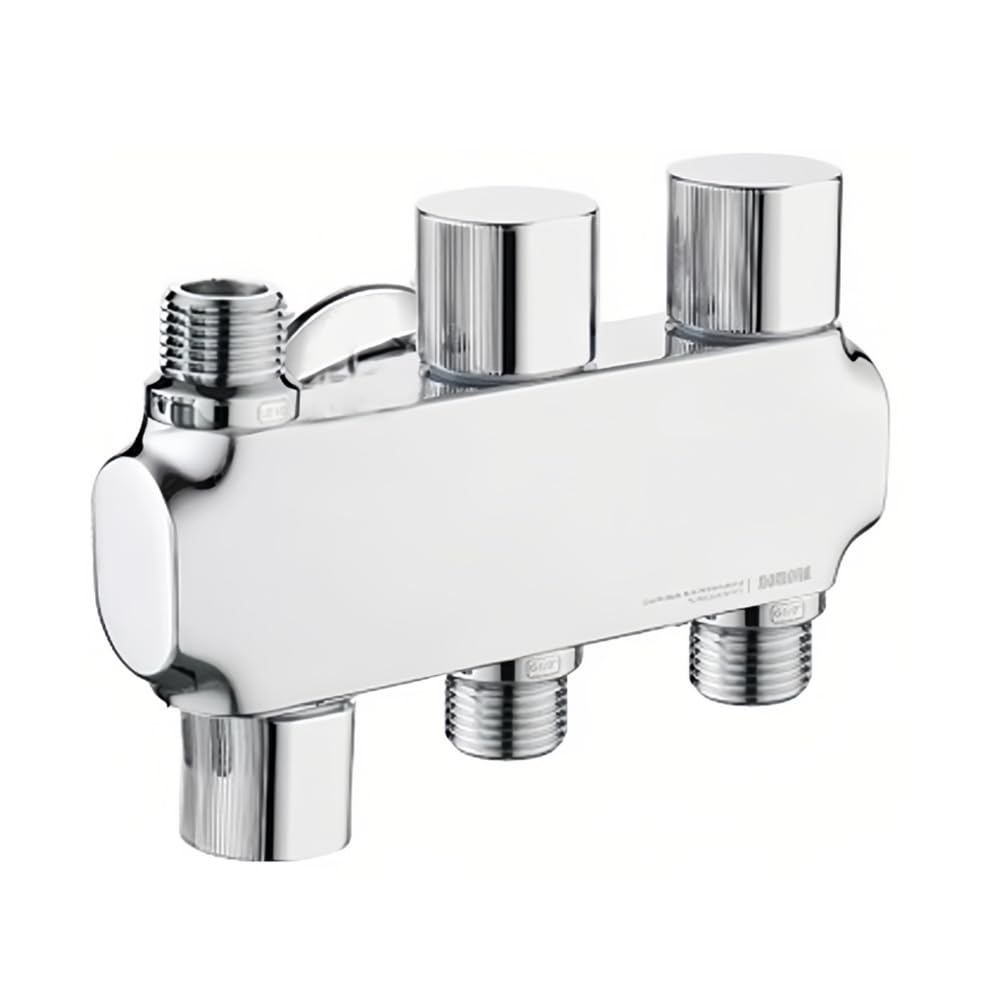 Valvola angolare a quattro vie, collegamento a parete e valvola combinata a tre uscite, in ottone cromato, per cucina, bagno (maschio G3/8" x G1/2" x G1/2" uscite)