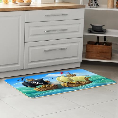 Tapis de cuisine antidérapants lot de 2 lavables au design pirate premium - 7