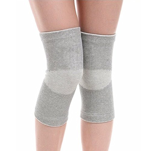 Image of JUMISEE (One Pair Cotton Knee Sleeves for Knee Support, Circulation Improvement & Pain Relief Compression Knee Brace, Gray, Medium (1 Pair)