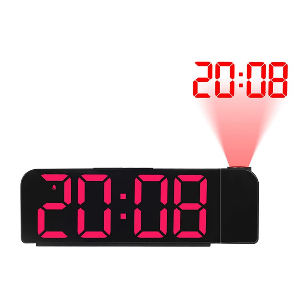 CTRLZS 180° Rotation Projection Alarm Clock 12/24H LED Digital Clock USB Charge Ceiling Projector Alarm Clock