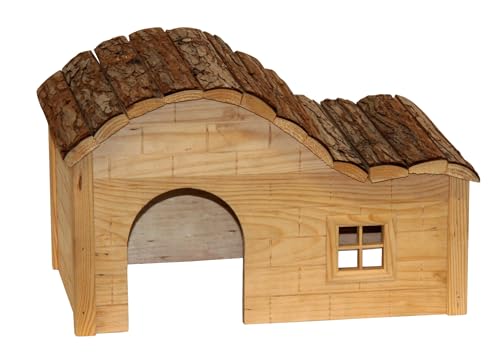 Kerbl Pet villetta Welle Nature, cuccia per piccoli animali, casetta per roditori, naturale, 30x20x20 cm, legno, conigli, porcellini d'India, criceti, da rosicchiare, pre-assemblata