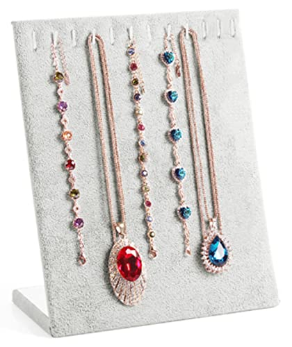 Loopunk Présentoir à Colliers en Velours, Presentoir Collier Velours Noir, Organisateur D'affichage de Bijoux en Forme de L ,pour Accrocher un Collier de Porte-bijoux (Couleur : Gris) Cover