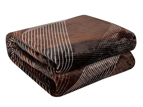 Image of Premium Ultra Soft Flannel Printed Single Blanket 220x160 cm| 200 GSM Warm & Cozy All Season AC Blanket| Lightweight Travel /Camping Throw for Sofa & Couch| Winter Duvet /Quilt- Coffee