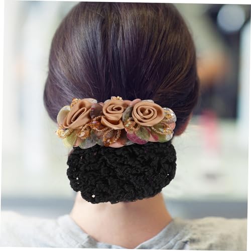 Filet à chignon fleuri style infirmière triple pack avec pinces