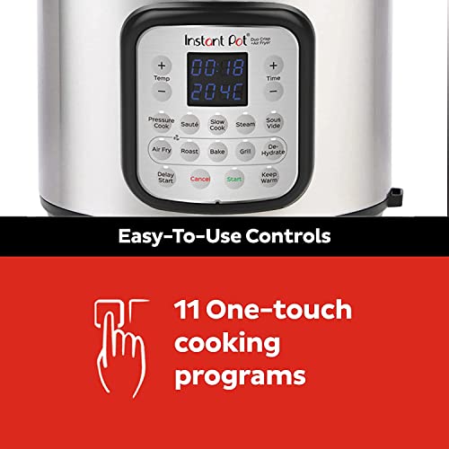 Instant Pot Duo Crisp 11-in-1 7.6 Litre Multi-Lid Electric Pressure Cooker with Air Frying, Steaming, Slow Cooking, Sauté, Drying and Air Fryer