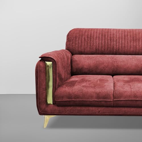 Image of Casaliving Gelio 2 Seater Sofa Set for Living Room (Maroon Colour) Premium Fabric Sofa