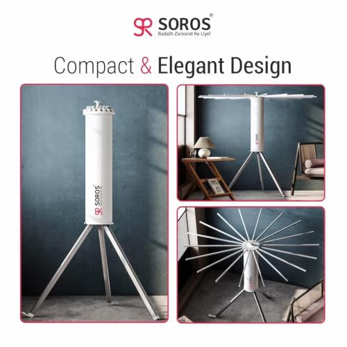 Image of SOROS Clothes Drying Stand Foldable (White, Aluminium)