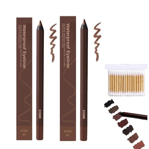 2Pcs Occasionals Eyeliner,24 Hr Waterproof Eyeliner Duo Sharpenable Eye Pencil,2 In 1 Eye Liner And Eyebrow Pencils,No Smudging, Fading, Smooth And Easy To Color (Stone*2, size)