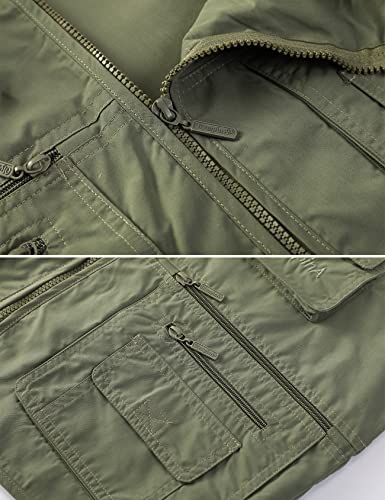 Yimoon Men's Summer Leisure Outdoor Multi-Pocket Lightweight Utility Fishing Travel Vest (Army Green, Large) #TOP3