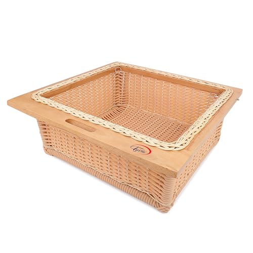 Image of PVC Wicker Basket for Modular Kitchen - Durable Plastic Basket for Kitchen | Water-Resistant | Pull Out Pvc Basket for Fruits & Vegetables Organizer ((22.25W(564mm) X20LX4H)