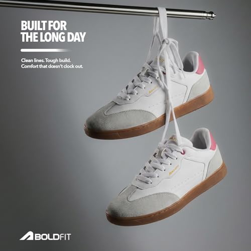 Image of Boldfit Sneakers for Woman Faux Leather Casual Shoes with Soft Cushion Insole, Lace-Up Eveyday Wear Footwear Women Sneakers Shoes Klunys Elite