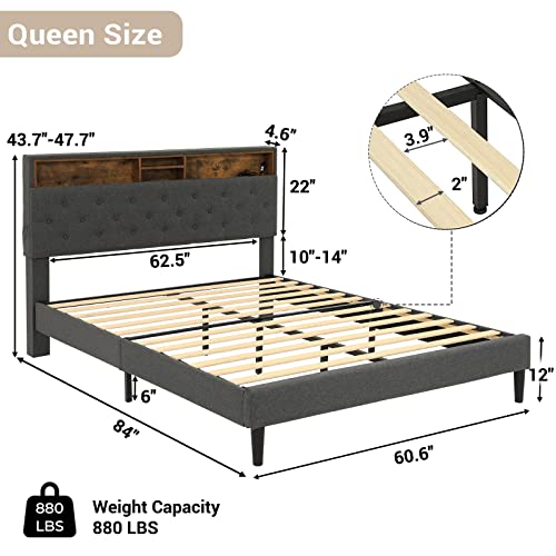 Tiptiper-LED-Bed-Frame-Queen-Size-with-Outlets-and-USB-Ports-Queen-Bed-Frame-with-Headboard-Storage-Button-Tufted-Platform-Bed-with-LED-Lights-No-Box-Spring-Needed-Easy-Assembly-Dark-Grey