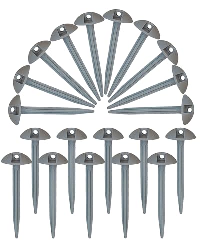 Lot de 16 piquets de tente en plastique avec deux tirettes, piquets de camping solides et durables, le jardinage, le support de plantes et les kiosques (2)