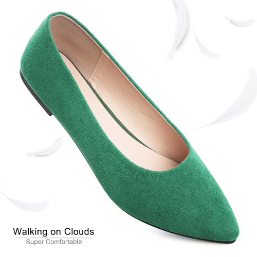 Image of Dear Time Women's Pointed Toe Ballet Flats Simple Casual Office Work Flats Slip-on Comfortable Shoes