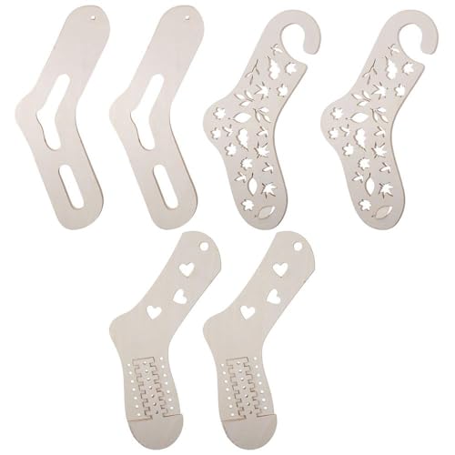 hobbyhub 6Pcs Wooden Sock Blockers, Adjustable Sock Blocker Knit Sock Ruler Tool Blockers Wood Sock Form Stretchers for Display