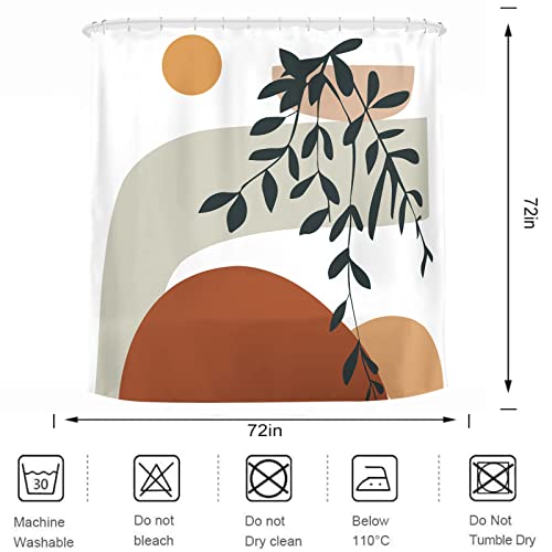 Yiran Mid Century Abstract Shower Curtain Leaves Plant Neutral Bathtubs Decoration Set For Bathroom Waterproof Boho Bathroom Shower Curtain With 12 Hooks 72"X72" #TOP2