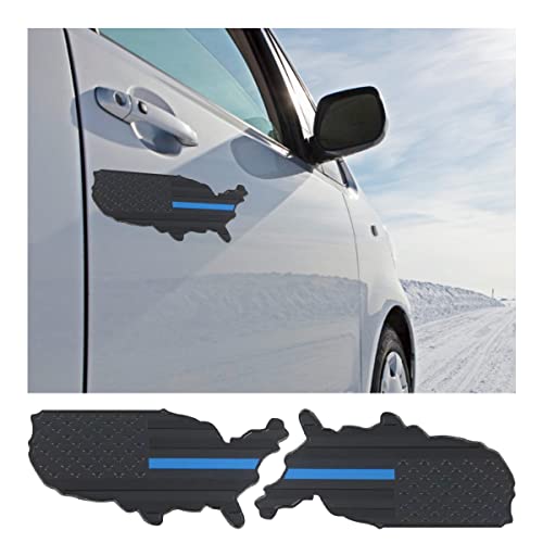 Image of American Flag Map Stickers, 2 Pack Auto Fender Emblems with USA Black Flag, 3D Metal US Flags Decal, 7 inchx4 inch Badge for Car Bumper, Universal Fit for Truck SUV Motorcycle Laptop (Black /Blue)