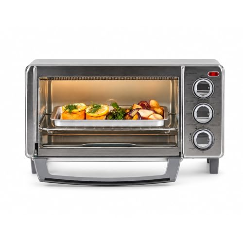 BLACK+DECKER 4-Slice Toaster Oven, TO1745SSG-1A, Even Toast, 4 Cooking Functions