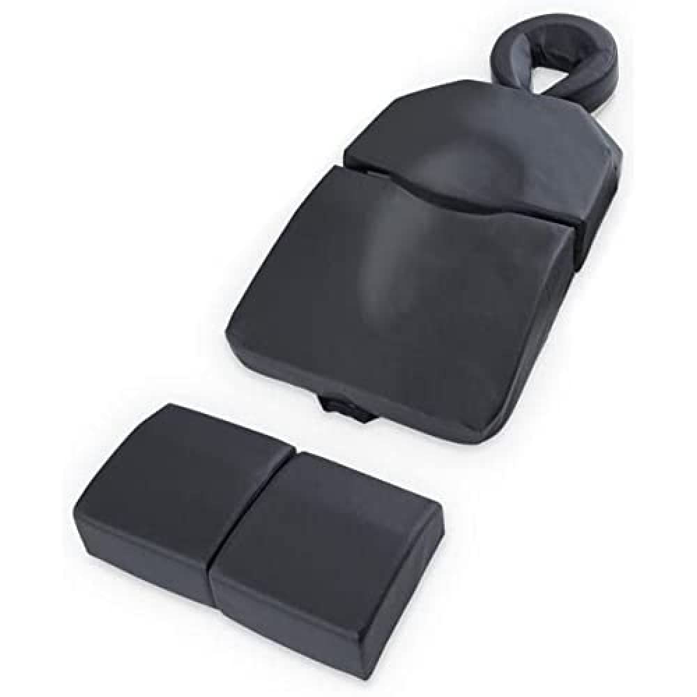 QUIRUMED Massagekissen für Schwangere, ergonomisch, Kunstleder, mit Schaumstoff gefüllt, Schwarze Farbe, mit Gesichtskissen, mit Fußstütze, mit Transporttasche