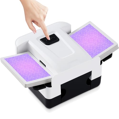 FEIERYA Automatic Card Shuffler 2 Deck,Rechargeable Electric UNO Poker Shuffling Machine,Playing Card Shuffler for Home Card Game,Travel