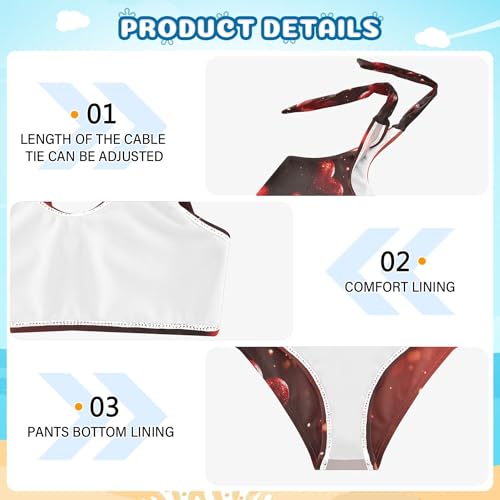 Romantic Heart Pattern Girls Bikini Sets 2 Piece Swimsuits Bathing Suit Swimwear4