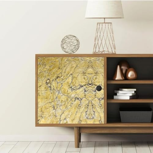 Image of WALLMATE Marble Wallpaper Self Adheisve Marble Wallpaper Waterproof Countertop Furniture Kitchen Marble Sticker (Yellow Itanian, 24x96 Inch)