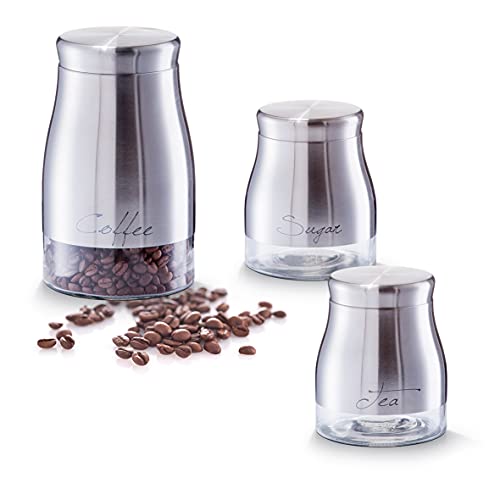 Kaffeedose Zeller 19892 aus Edelstahl mit Glasdeckel