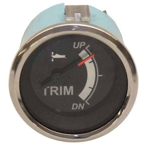 Teleflex Boat Trim Gauge 67365 | Sterling Silver Black Mercury 2 Inch