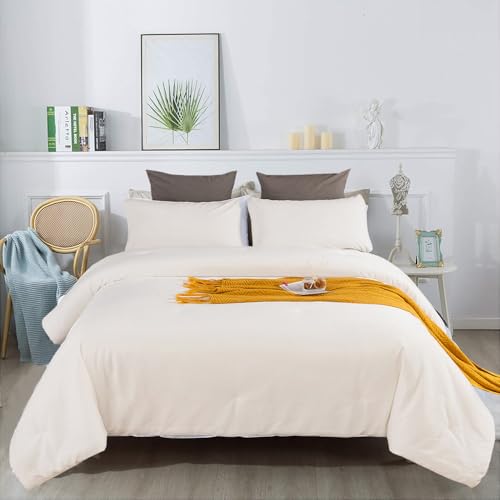 Karever Flannel Comforter Set - Queen Size, 3 PCs, Soft White Velvet & Furry Flannel Blanket Set
