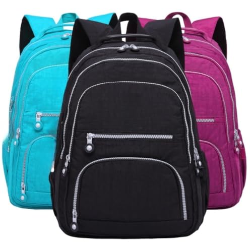 Mochila Feminina Escolar Reforçada Grande para Notebook – Mochila Feminina para Faculdade e Dia a Dia com Vários Bolsos e Alças Acolchoadas(Azul Escuro)