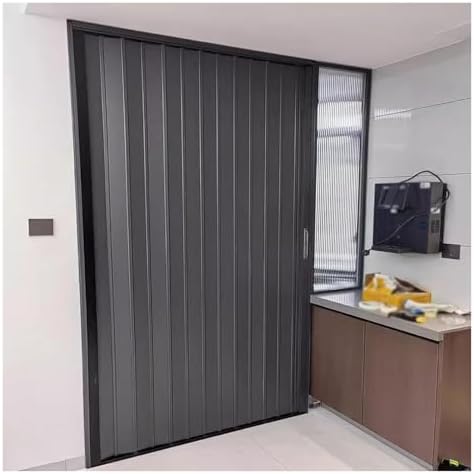 80" Bi-fold Telescopic Folding Door for Kitchen, Bathroom & Office - Lock & Key Aluminum Accordion Privacy Gate, Customizable Interior Door (28.3x80 in / 72x203 cm)