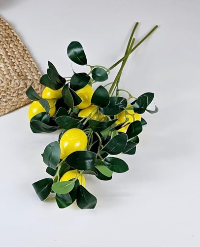 Image of SATYAM KRAFT 3 Pcs Artificial Lemon Stick | Flowers for Vases | Flowers for Vases| Decoration Items for Home Decor, Room, Office, Living Room (Without Pot) (35 cm)