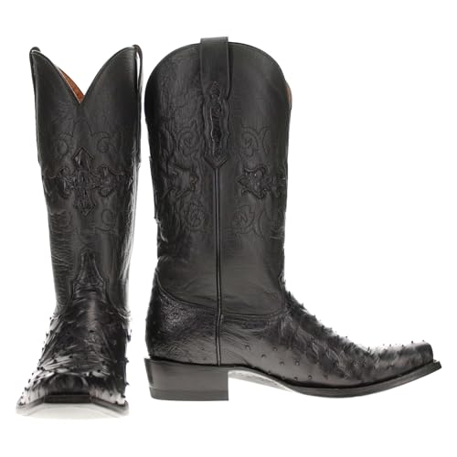 Vaccari Men's Henry Genuine Full Quill Ostrich Leather Western Cowboy Boots2