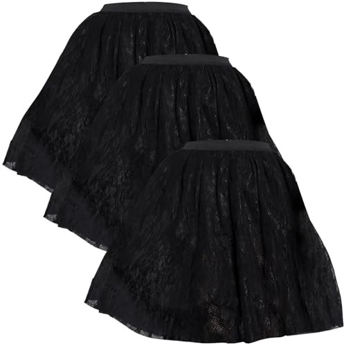 Elegant Black Lace Skirts For Adult Size - Pack of 3 - Perfect for Special Occasions & Effortless Style
